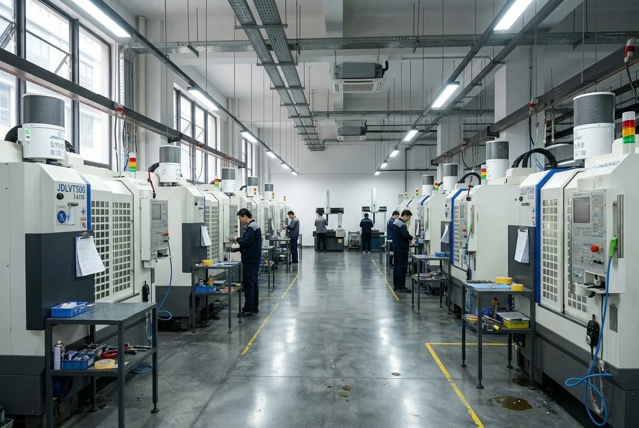 State-of-the-art precision CNC machining facility equipped with advanced multi-axis machining centers and CMM inspection labs, providing direct manufacturing support for global supply chains.