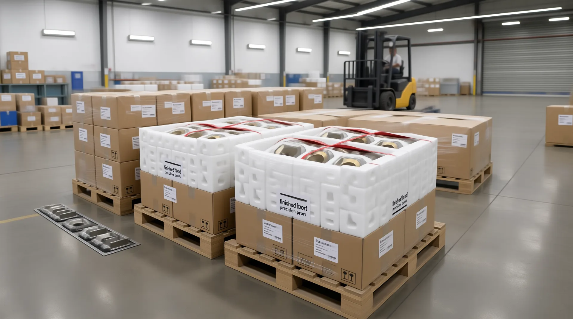 Packaged components ready for export shipping